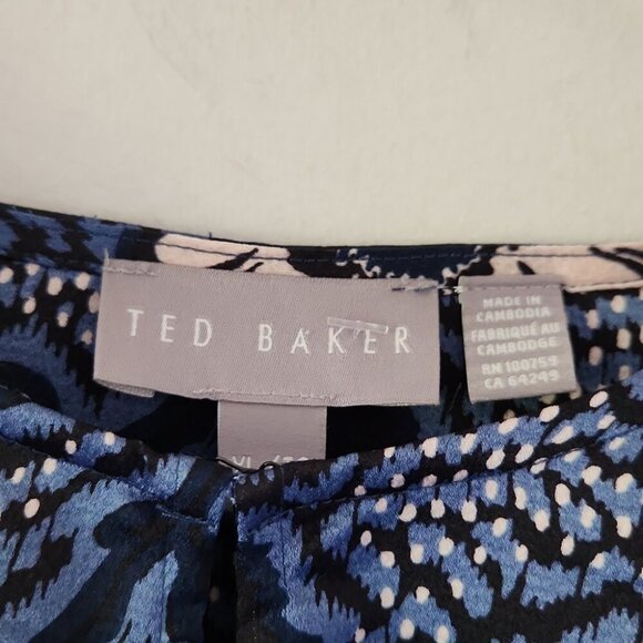 TED BAKER | Bernot Floral Navy Blouse sz XL - Picture 4 of 6